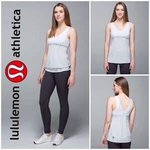 Lululemon Athletica, Heathered Light Grey Silver Spoon Hustle & Bustle Tank Top